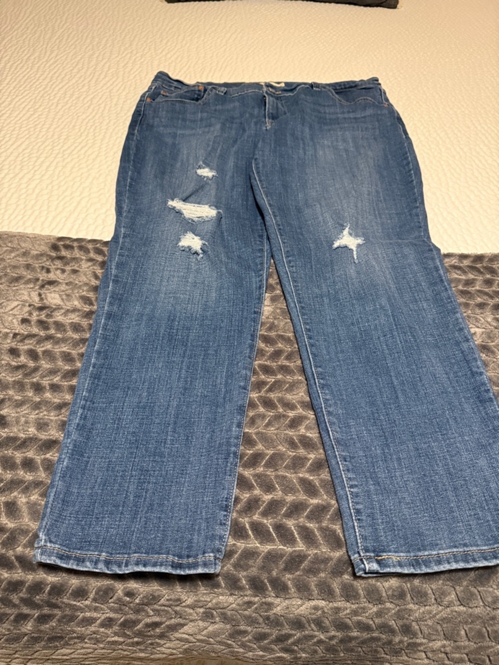 Levi's Medium Blue Straight-Leg Distressed Jeans